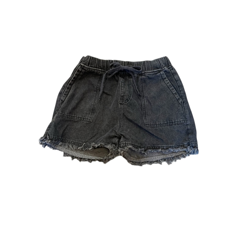Black Denim Jean Shorts with Drawstring Waist